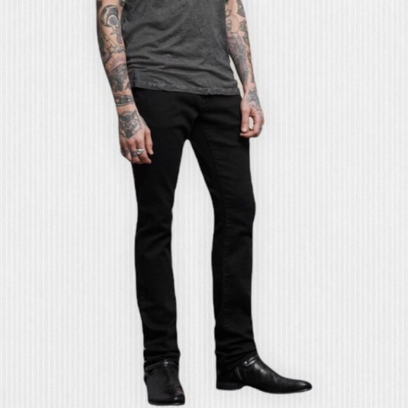 JOHN VARVATOS USA Bowery Slim Straight Leg Jeans Stretch Black Men's 34 x 31" - Picture 1 of 16